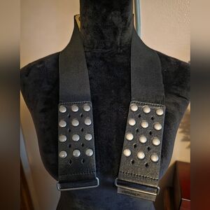 Black Stretch Belt Studded Leather Closure
